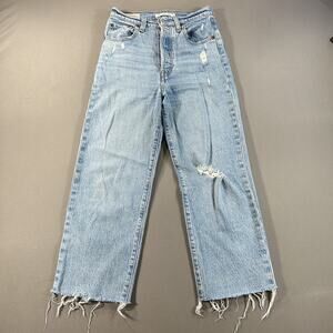 Levis Ribcage Straight Ankle Denim Jeans Women 25 Blue Button Fly Casual Classic